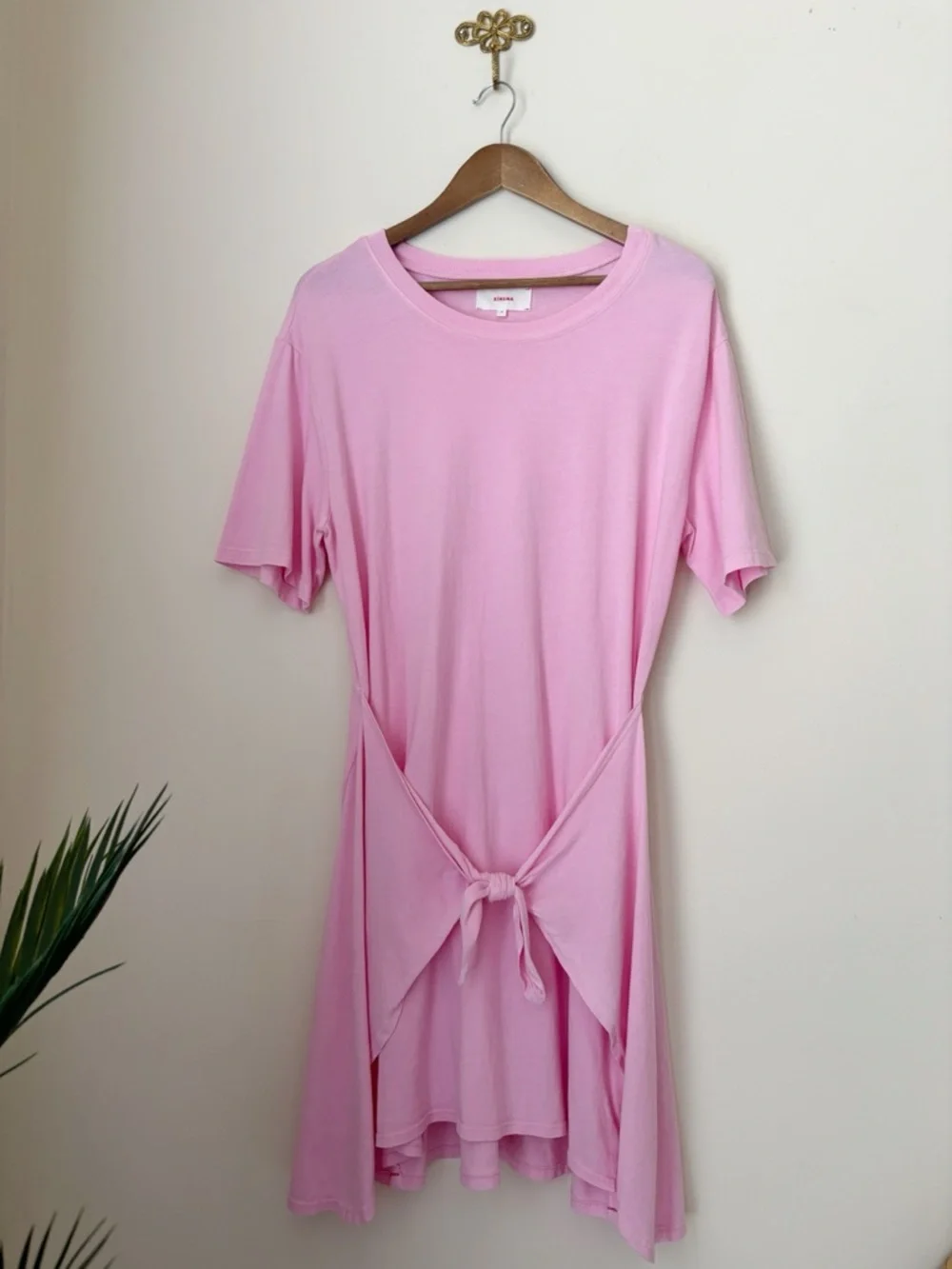 Xirena Pink Tie Front T Shirt Emme Dress Medium Summer Classic - Picture 2 of 9